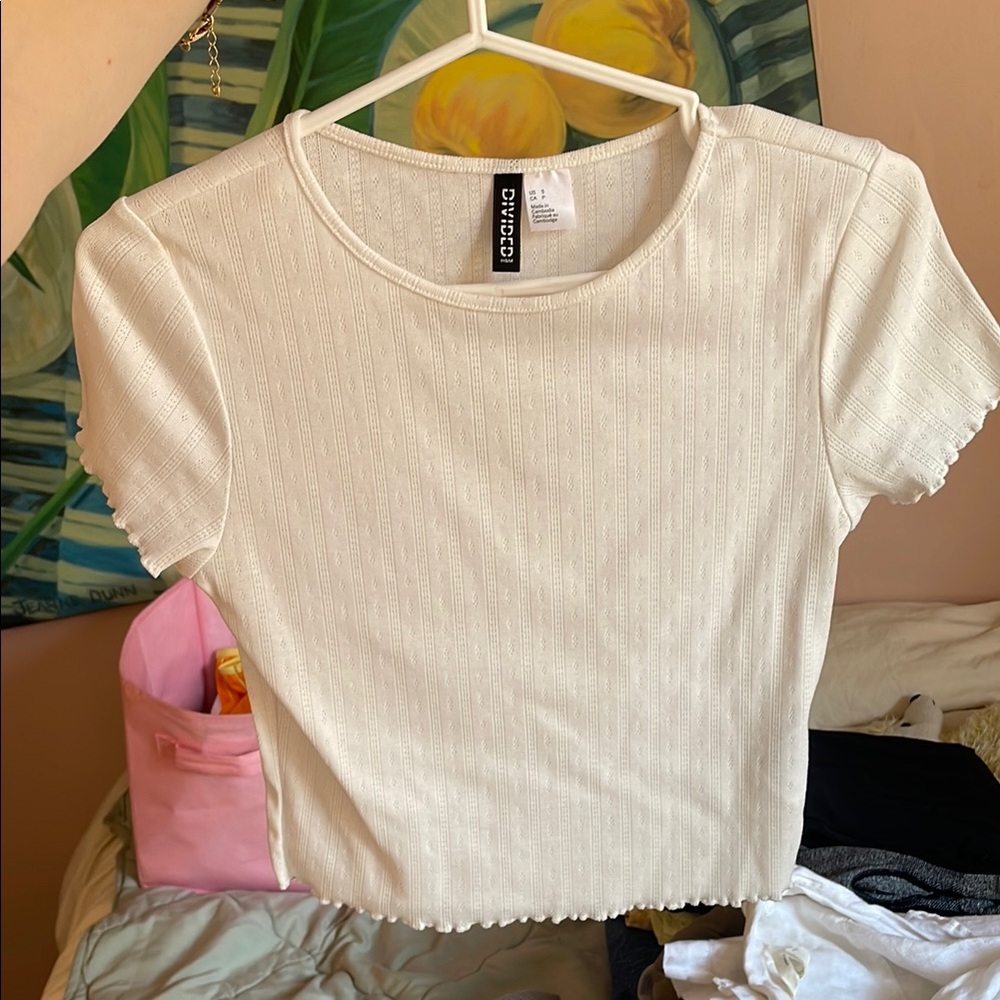White Ribbed Women's Top